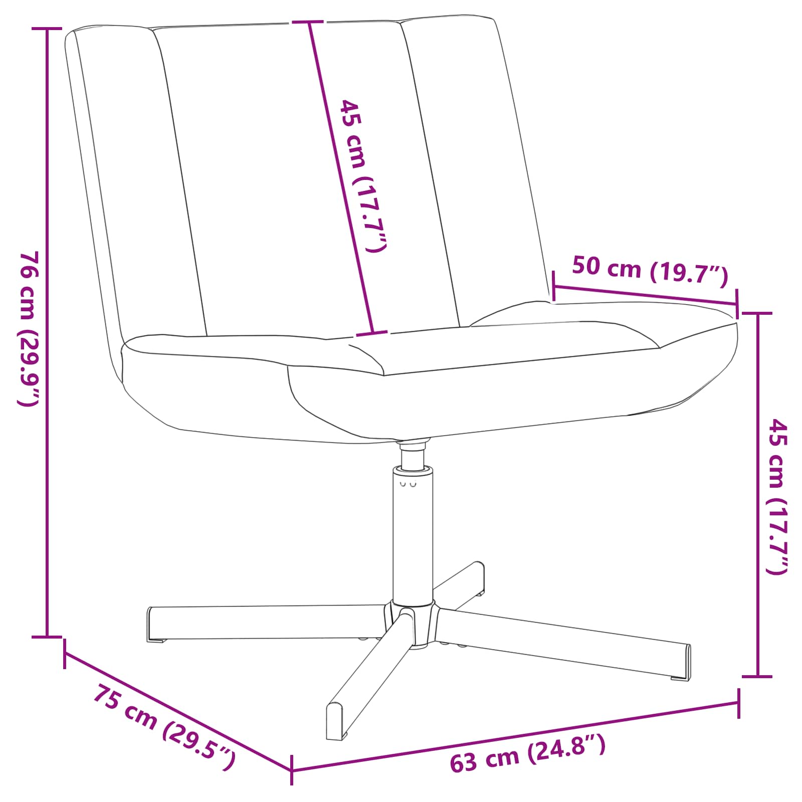 Skrivstol Svart 63 x 75 x 76 cm Sheepskin