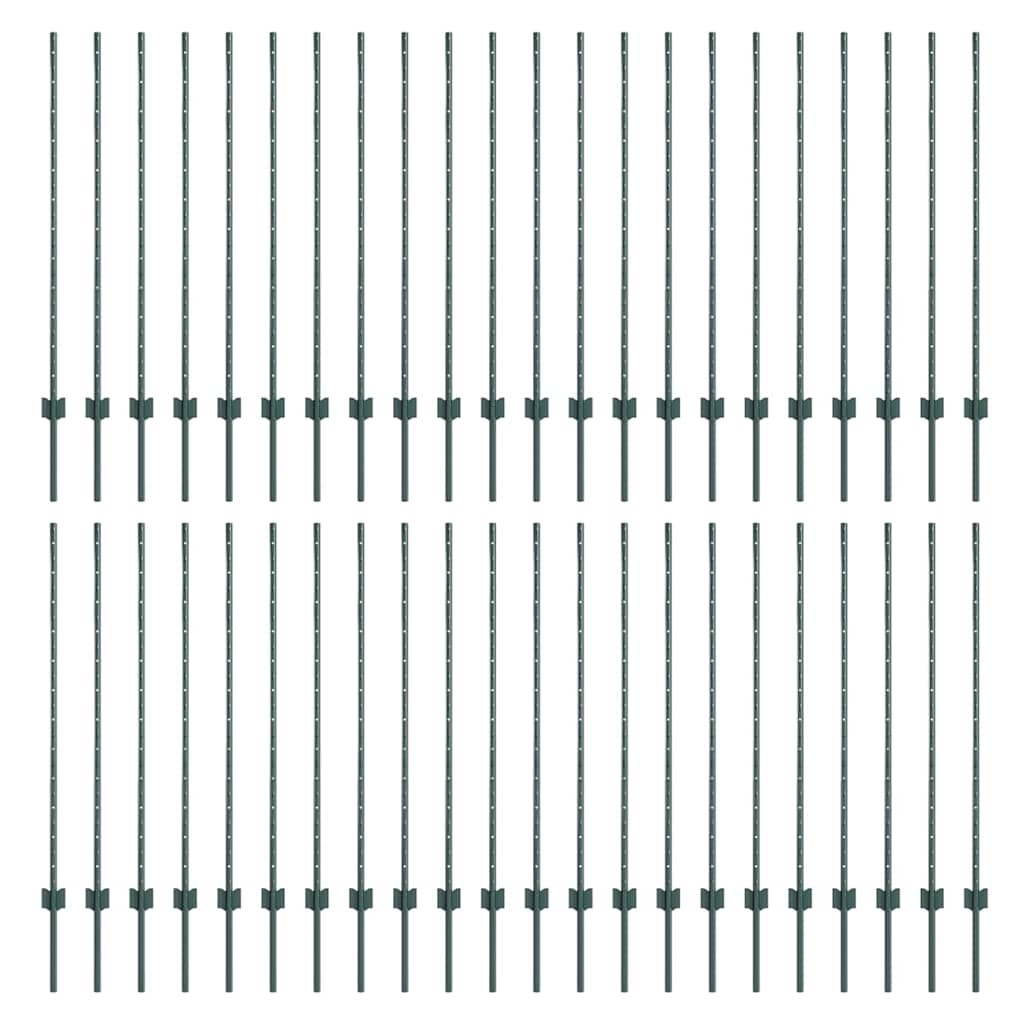 Stängselstolpe 44 pcs Grön 160 cm Stål