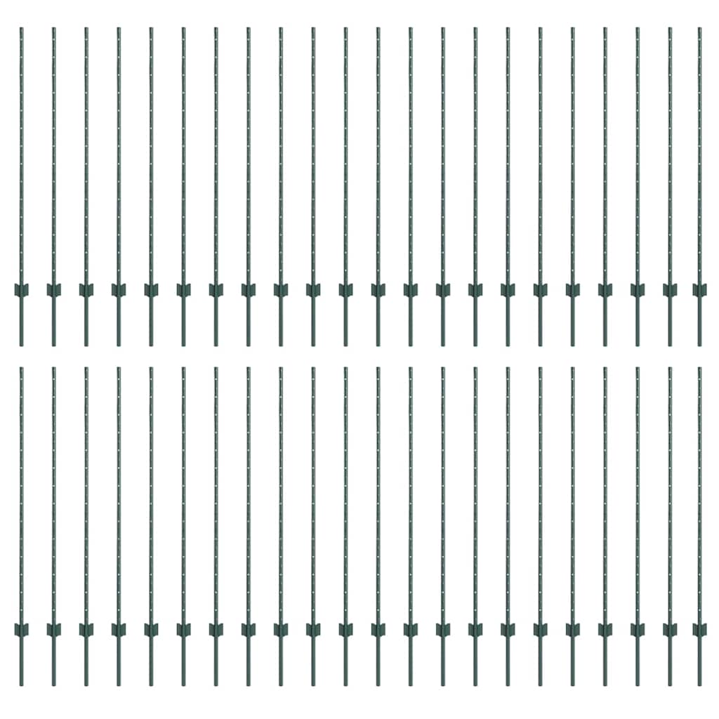 Stängselstolpe 44 pcs Grön 180 cm Stål
