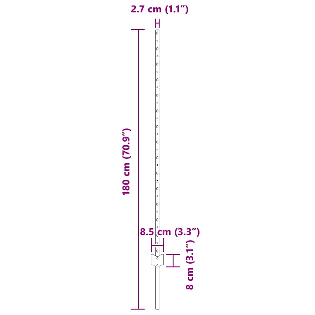 Stängselstolpe 44 pcs Grön 180 cm Stål