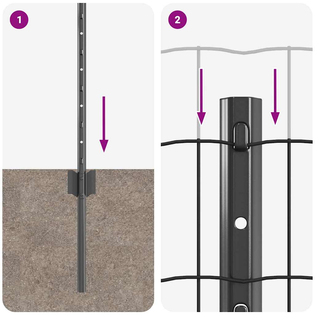 Stängsel med stolpe Grå 0,4 x 10 m Stål och PVC
