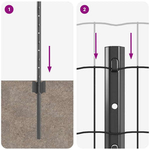 Stängsel med stolpe Grå 0,4 x 10 m Stål och PVC