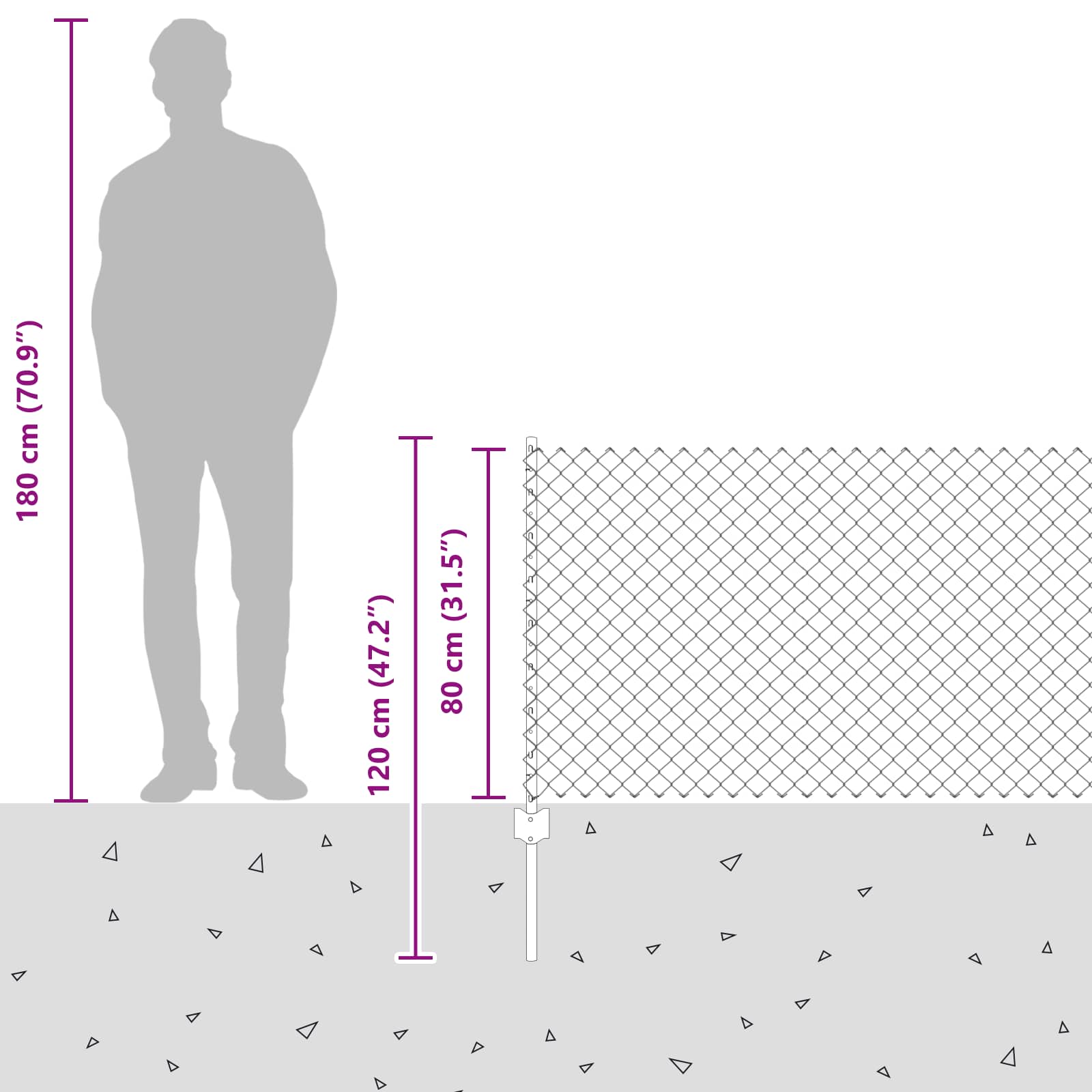 Stängsel med stolpe Grå 0,8 x 10 m Stål och PVC