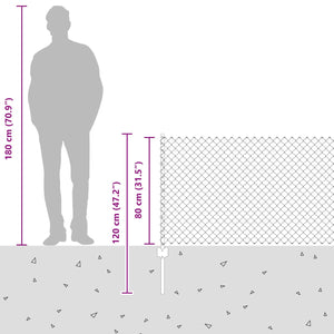 Stängsel med stolpe Grå 0,8 x 10 m Stål och PVC