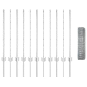 Stängsel med stolpe Silver 0,8 x 25 m Stål