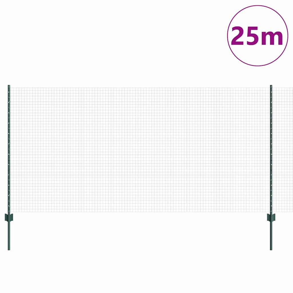 Stängsel med stolpe Grön 1,2 x 25 m Stål och PVC
