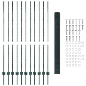 Stängsel med stolpe Grön 1,5 x 25 m Stål och PVC
