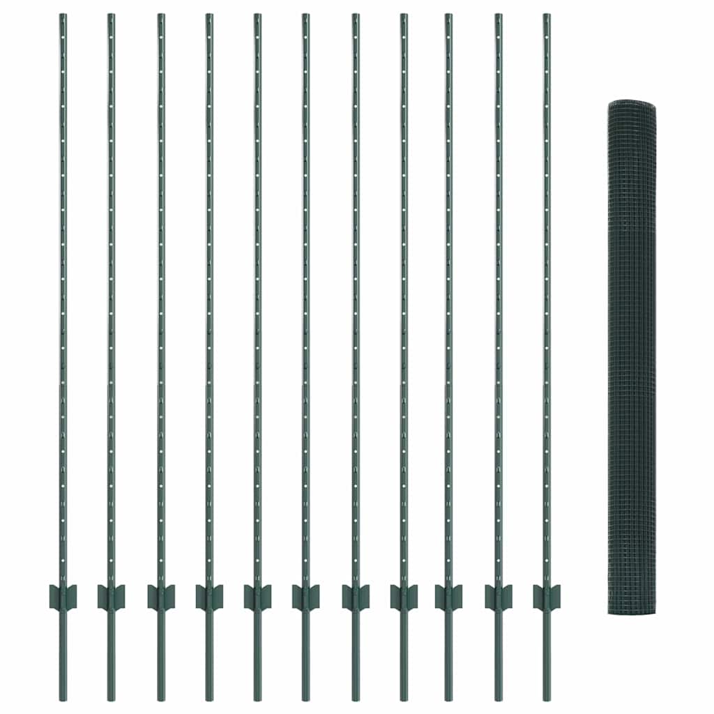 Stängsel med stolpe Grön 1,5 x 25 m Stål