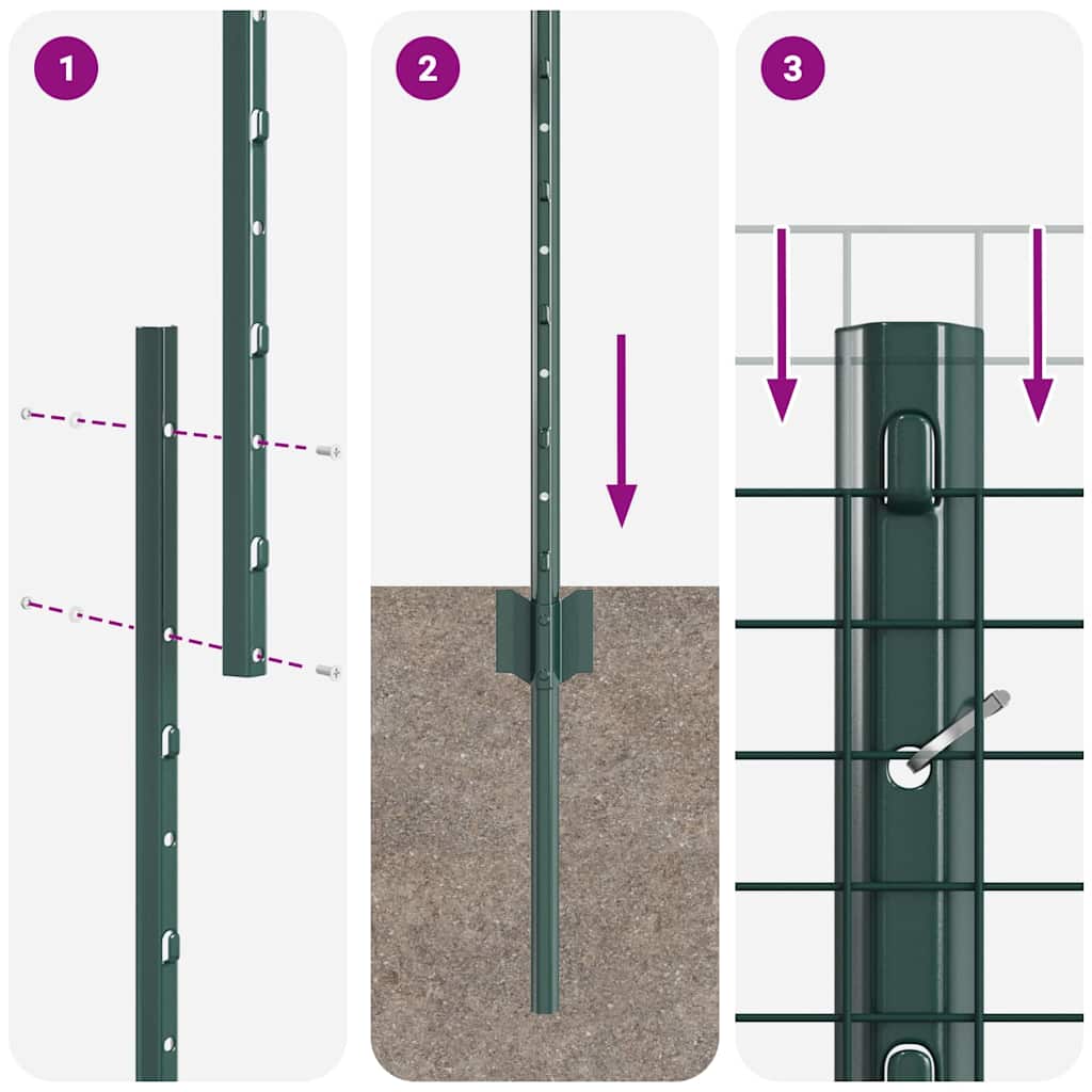 Stängsel med stolpe Grön 1,5 x 25 m Stål