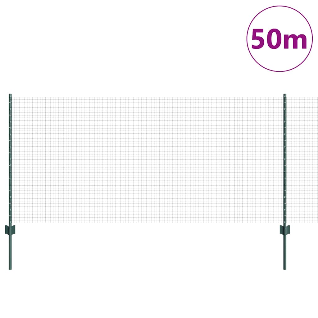 Stängsel med stolpe Grön 1 x 50 m Stål och PVC