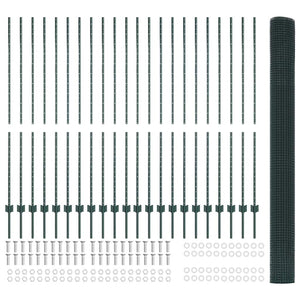 Stängsel med stolpe Grön 1,5 x 50 m Stål och PVC