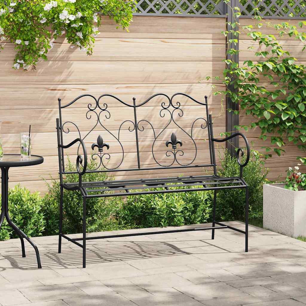 Trädgårdsbänk 2 -Seater 104 x 54 x 93 cm Stål Svart