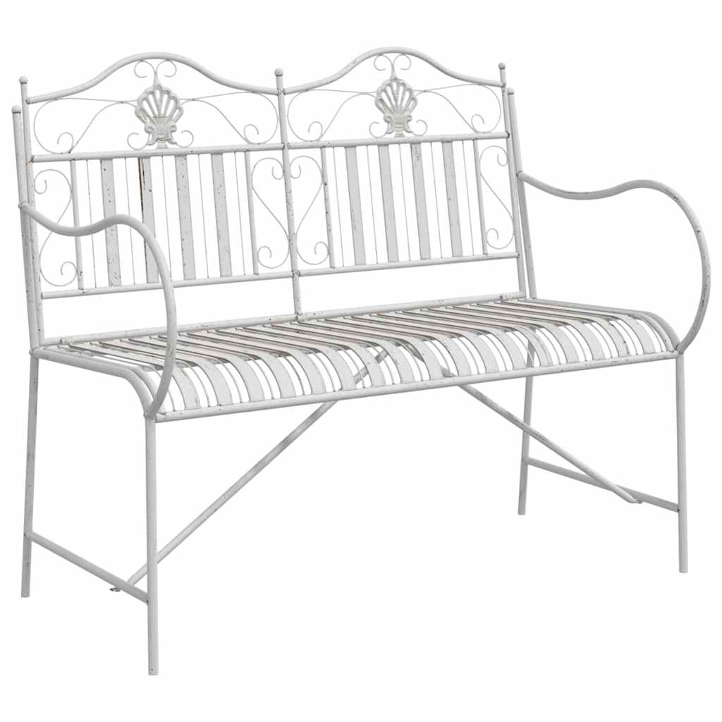 Trädgårdsbänk 2 -Seater 103,5 x 59 x 89 cm Stål Antik vit