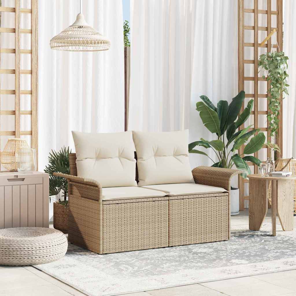 Trädgårdsoffa med kudde Beige 141 x 62 x 69cm konstrotting