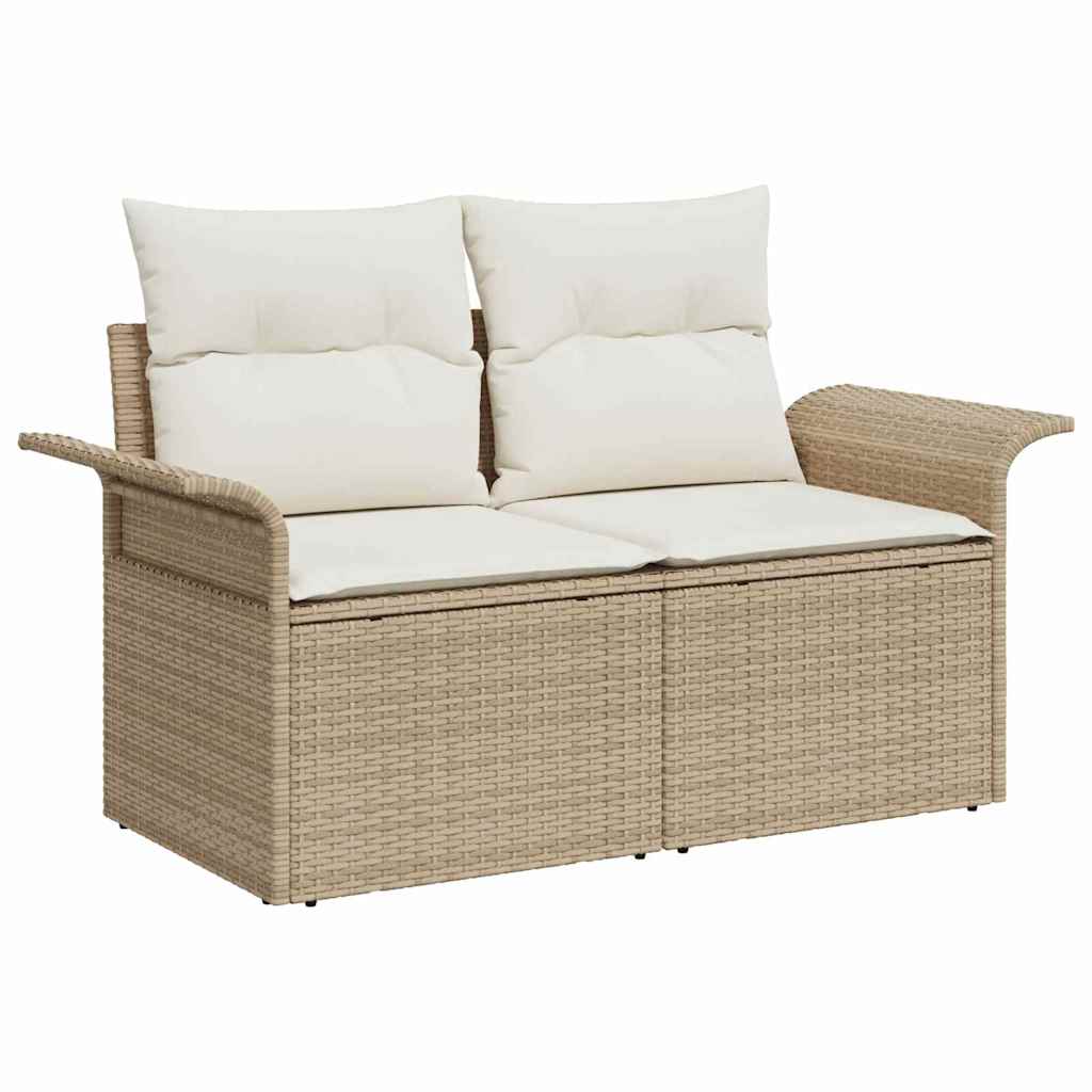 Trädgårdsoffa med kudde Beige 141 x 62 x 69cm konstrotting