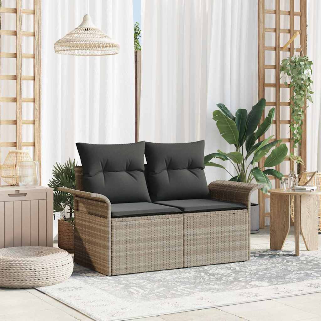 Trädgårdsoffa med kudde Ljusgrå 141 x 62 x 69cm konstrotting
