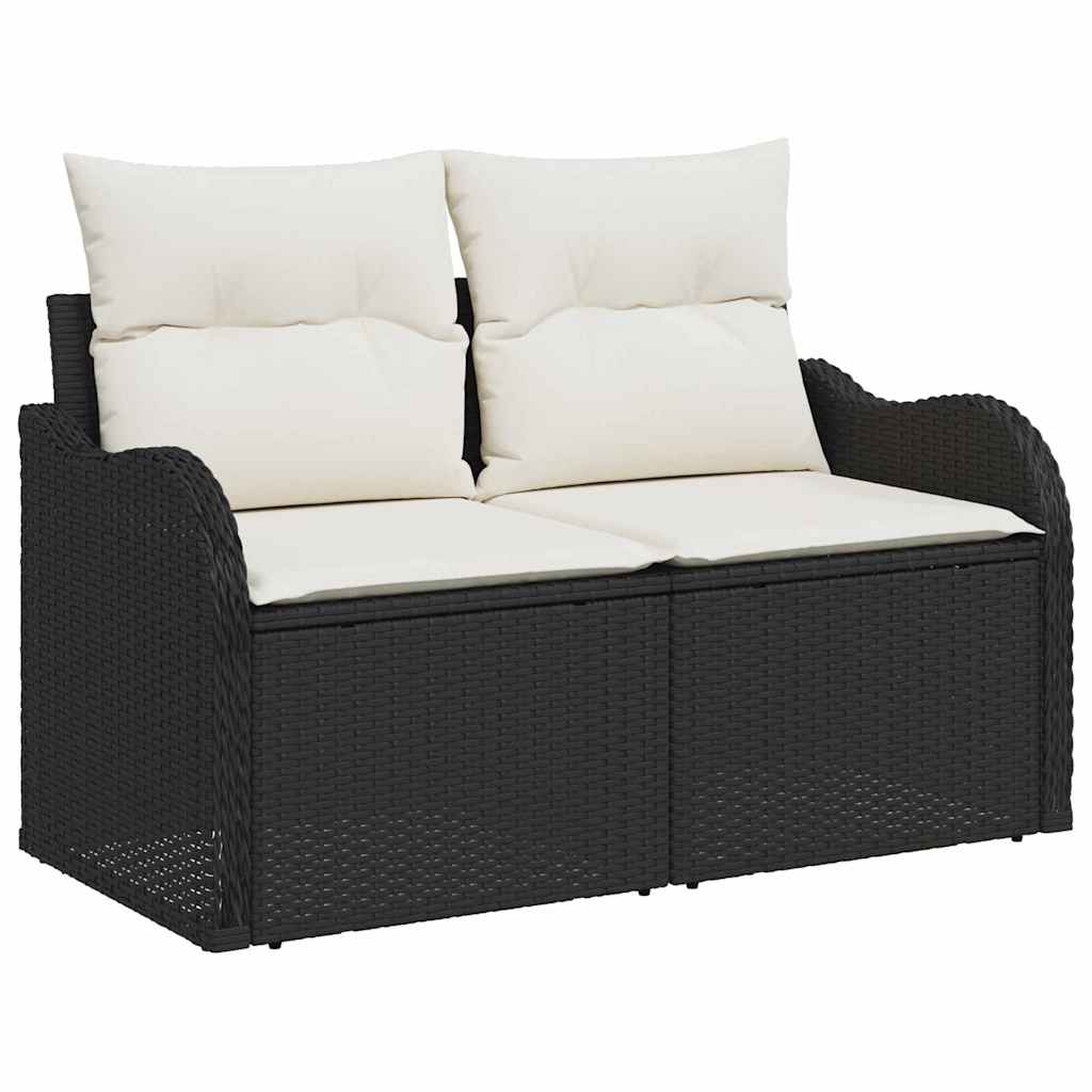 Trädgårdsoffa med kudde Svart 121 x 62 x 69cm konstrotting