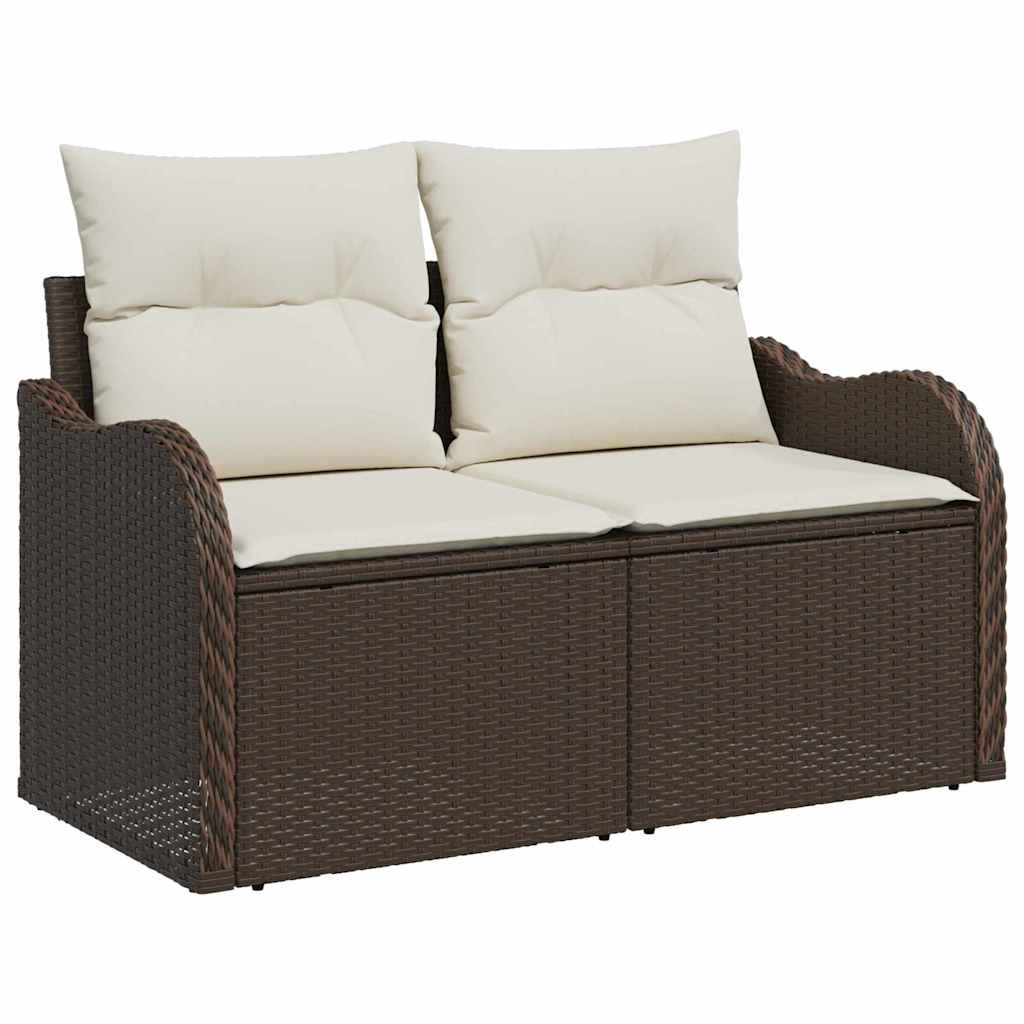 Trädgårdsoffa med kudde Brun 121 x 62 x 69cm konstrotting
