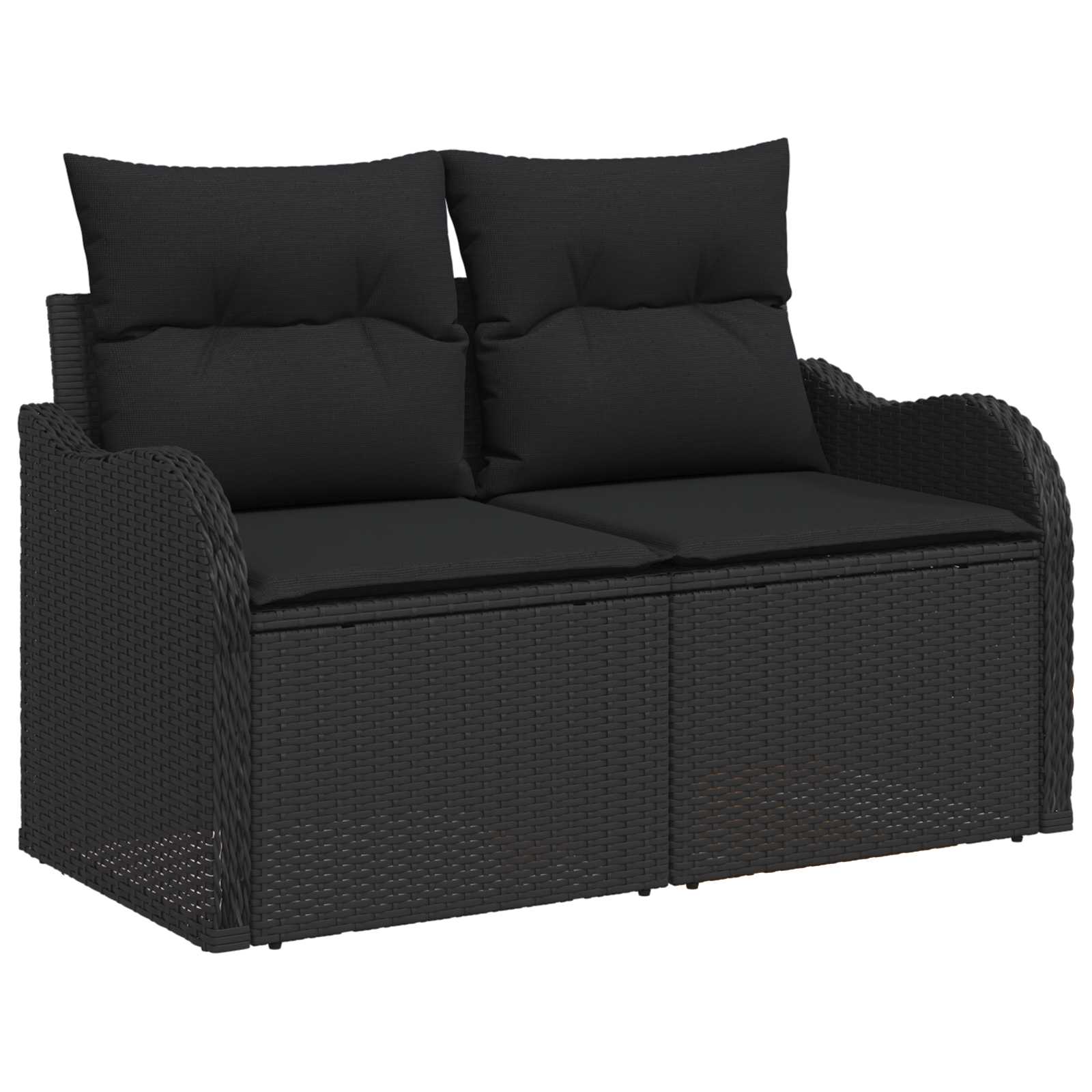 Trädgårdsoffa med kudde Svart 121 x 62 x 69cm konstrotting