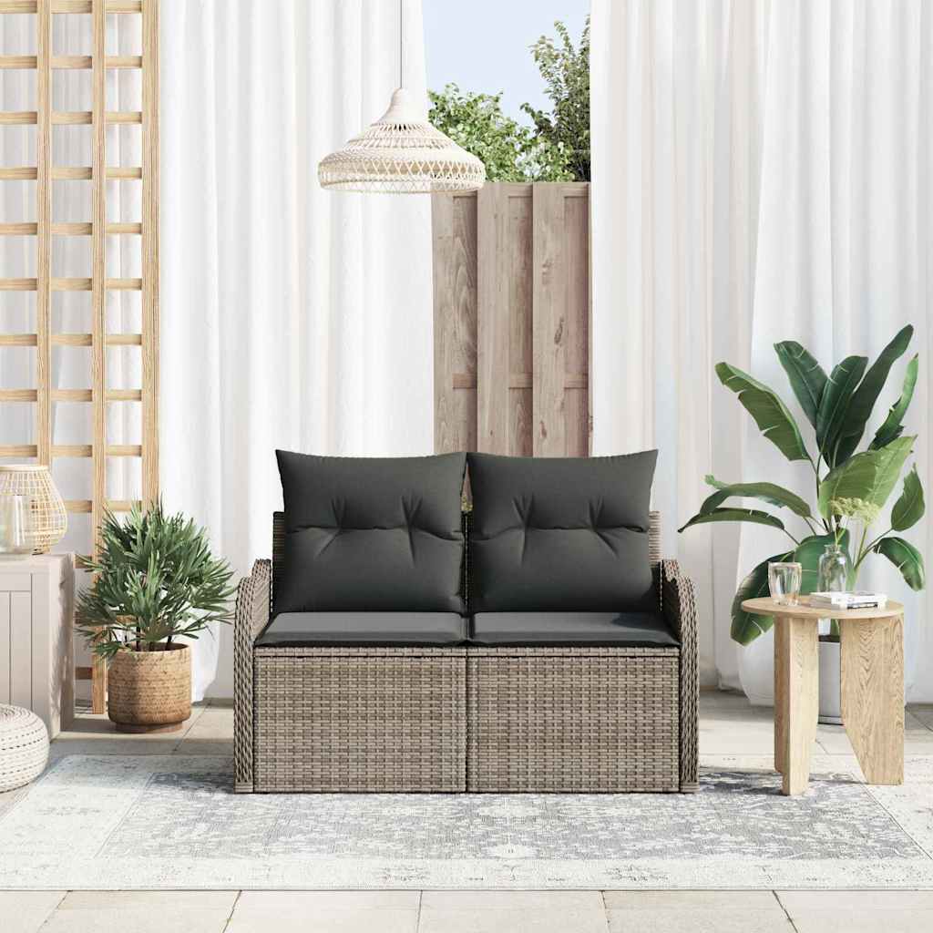 Trädgårdsoffa med kudde Grå 121 x 62 x 69cm konstrotting