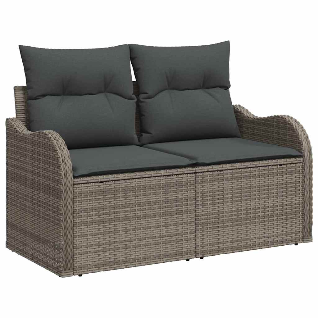 Trädgårdsoffa med kudde Grå 121 x 62 x 69cm konstrotting