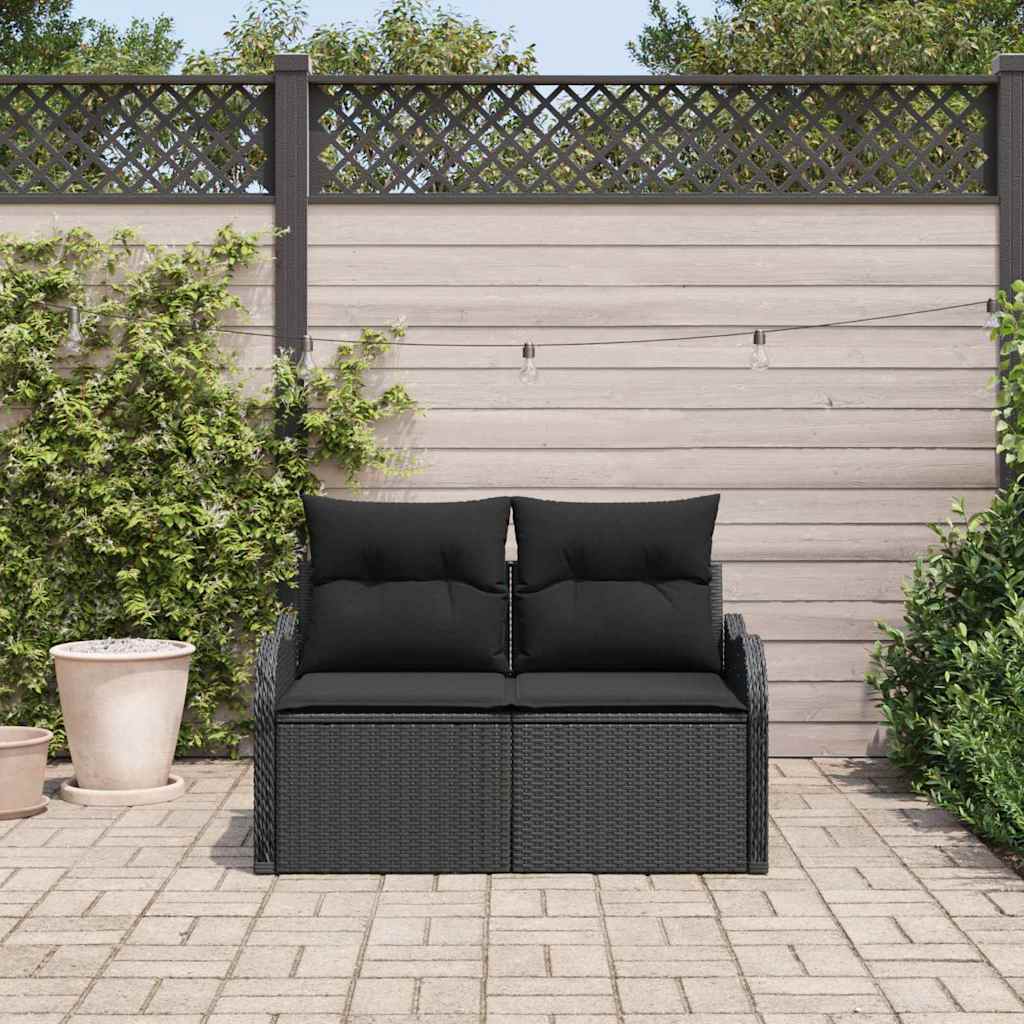 Trädgårdsoffa med kudde Svart 121 x 62 x 69cm konstrotting
