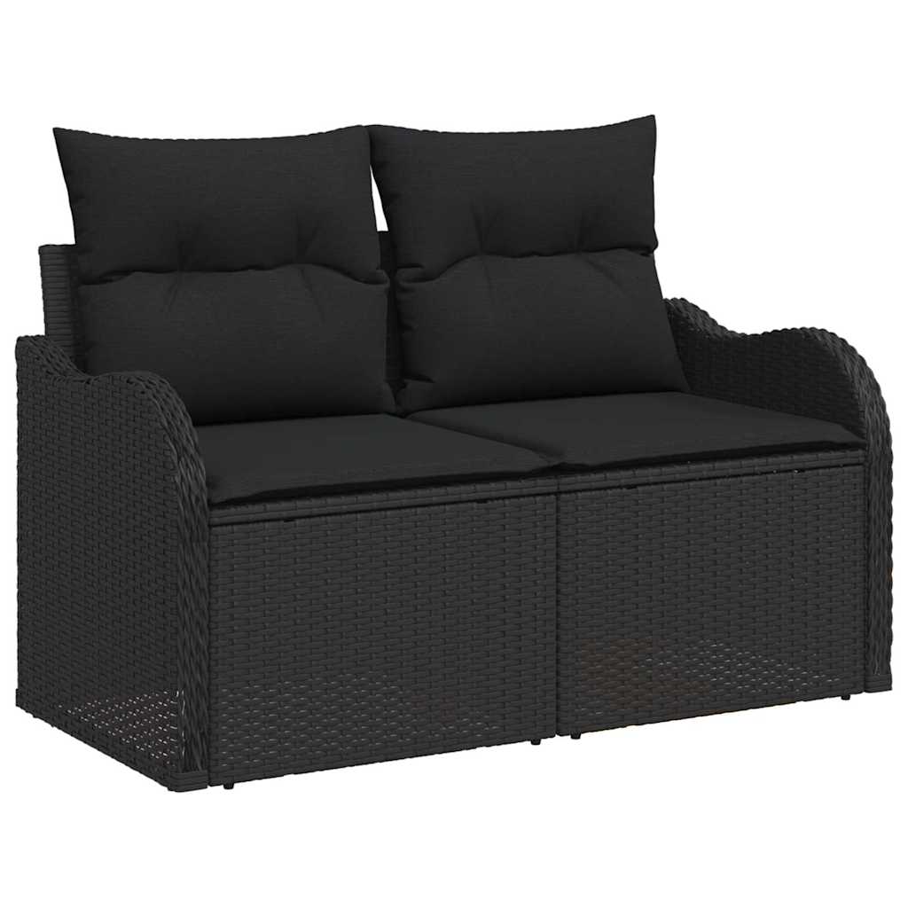 Trädgårdsoffa med kudde Svart 121 x 62 x 69cm konstrotting