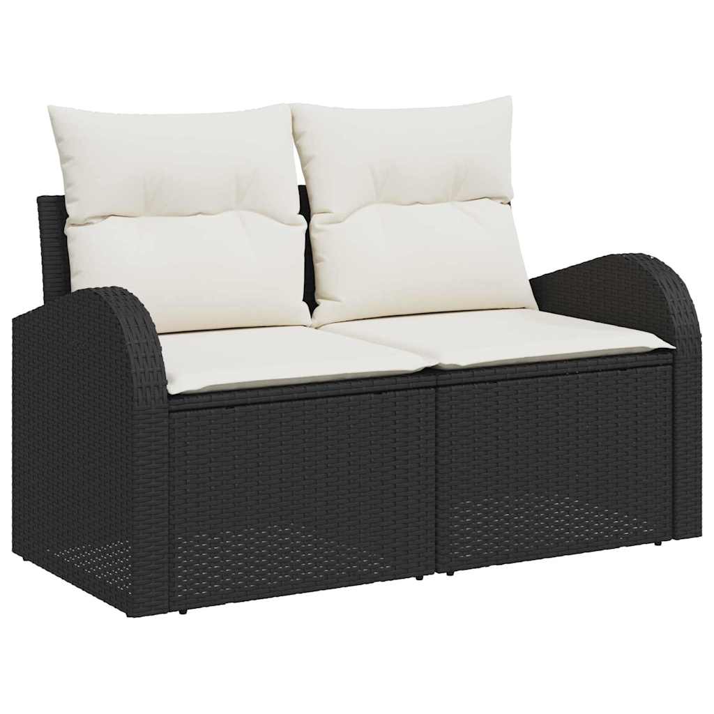 Trädgårdsoffa med kudde Svart 124 x 62 x 69 cm konstrotting