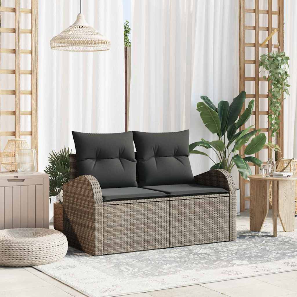 Trädgårdsoffa med kudde Grå 124 x 62 x 69 cm konstrotting