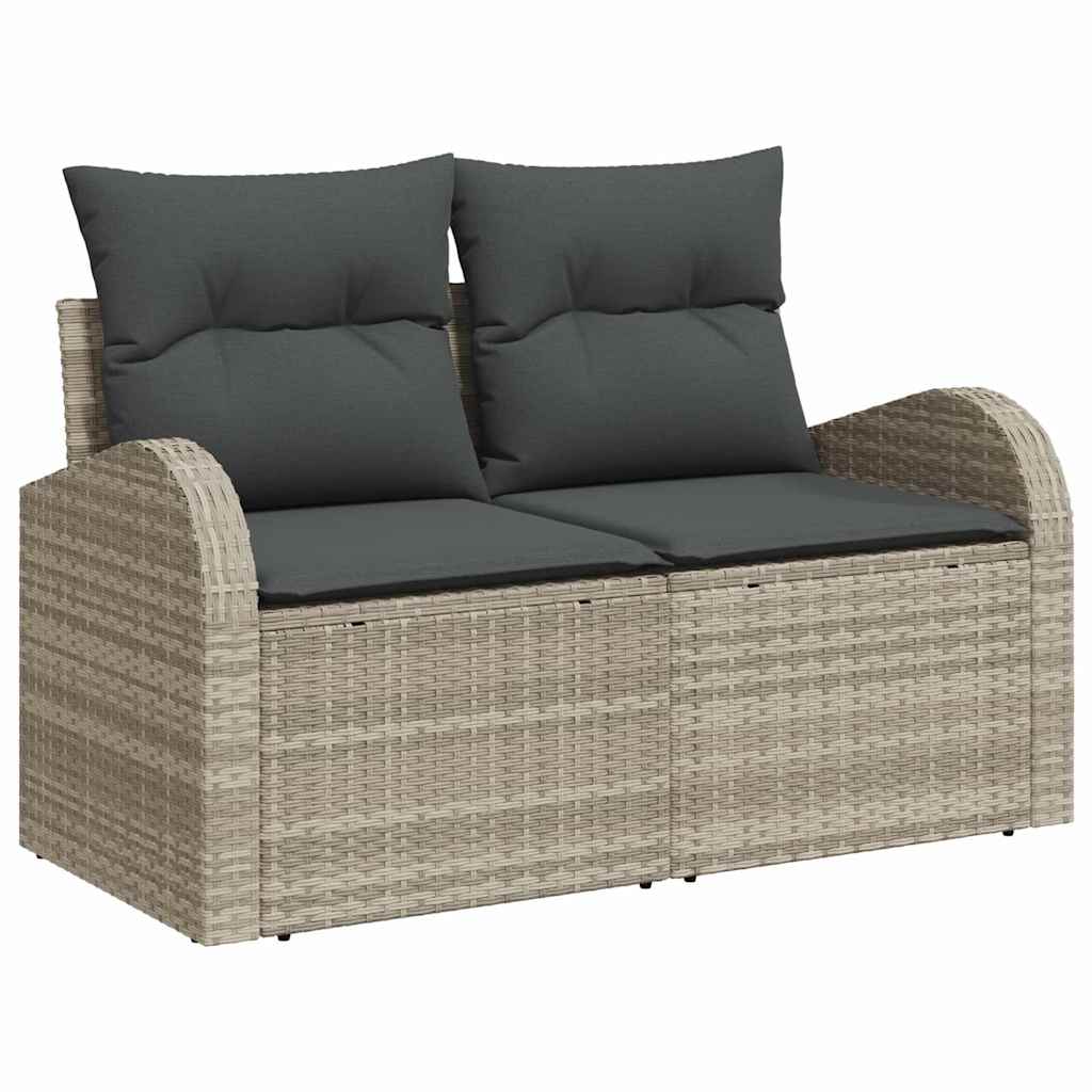 Trädgårdsoffa med kudde Ljusgrå 124 x 62 x 69 cm konstrotting
