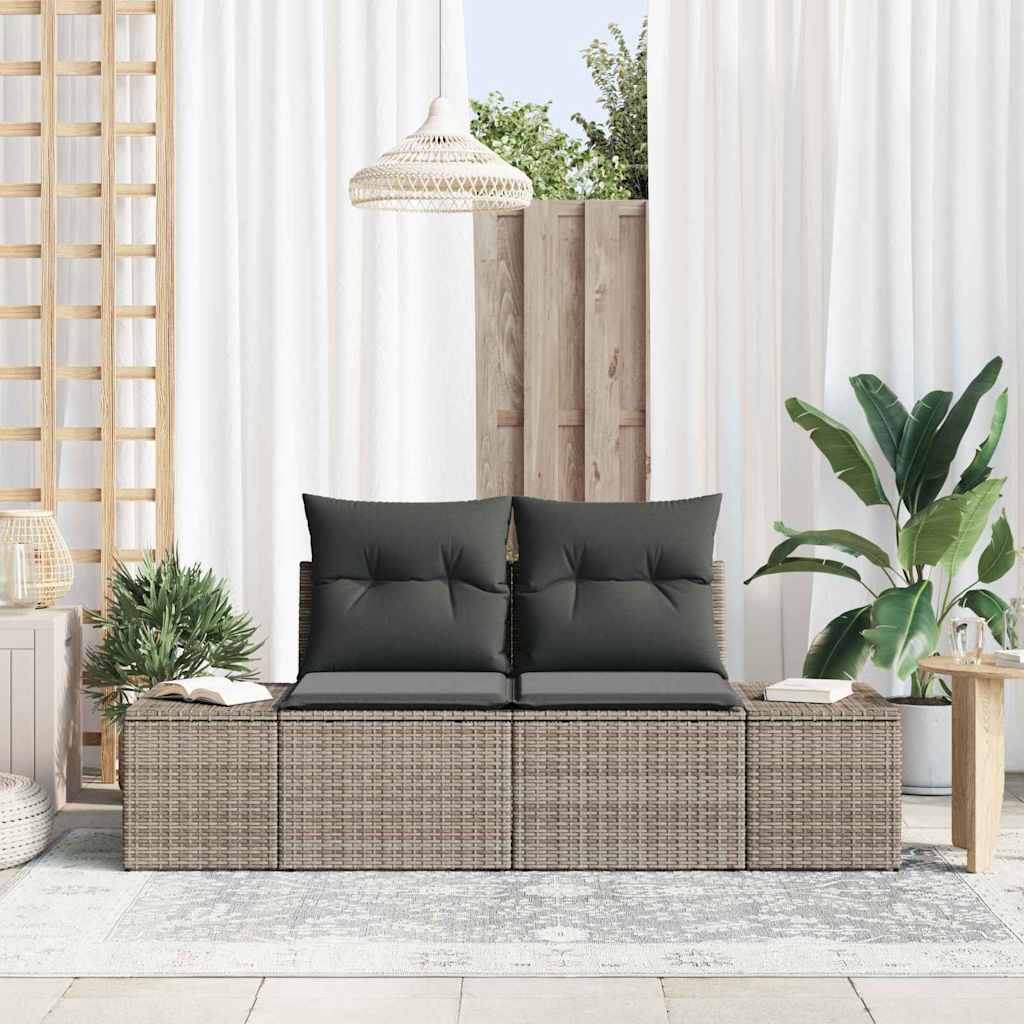 Trädgårdsoffa med kudde Grå 184 x 62 x 69 cm konstrotting