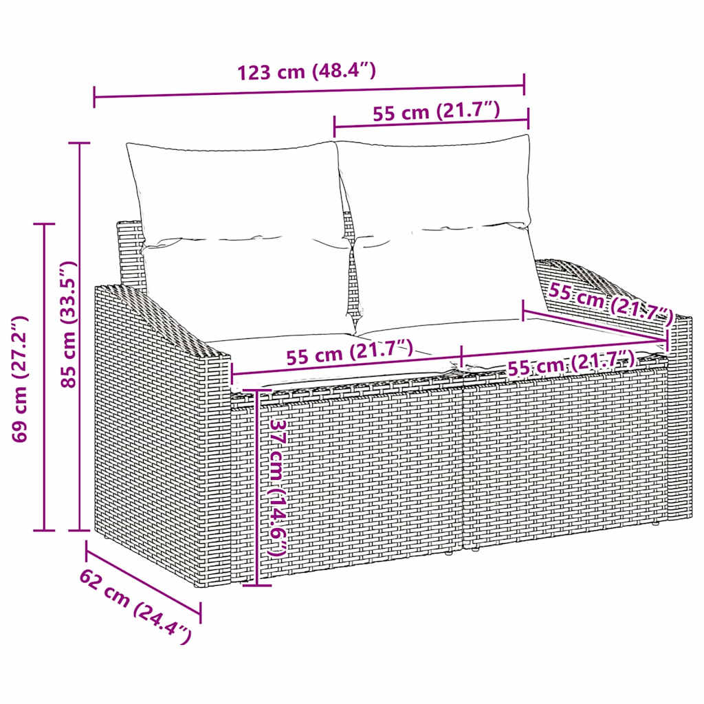 Soffset med kudde 7 pcs Ljusgrå konstrotting