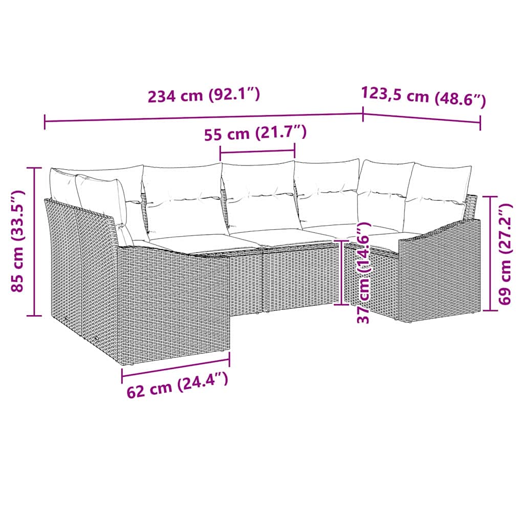 Soffset med kudde 6 pcs Grå konstrotting