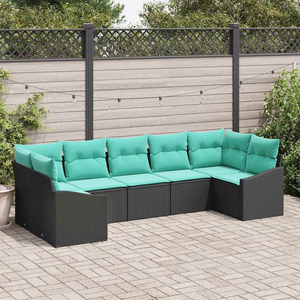 Soffset med kudde 7 pcs Svart konstrotting