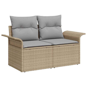 Trädgårdsoffset 9 pcs Beige Poly rattan