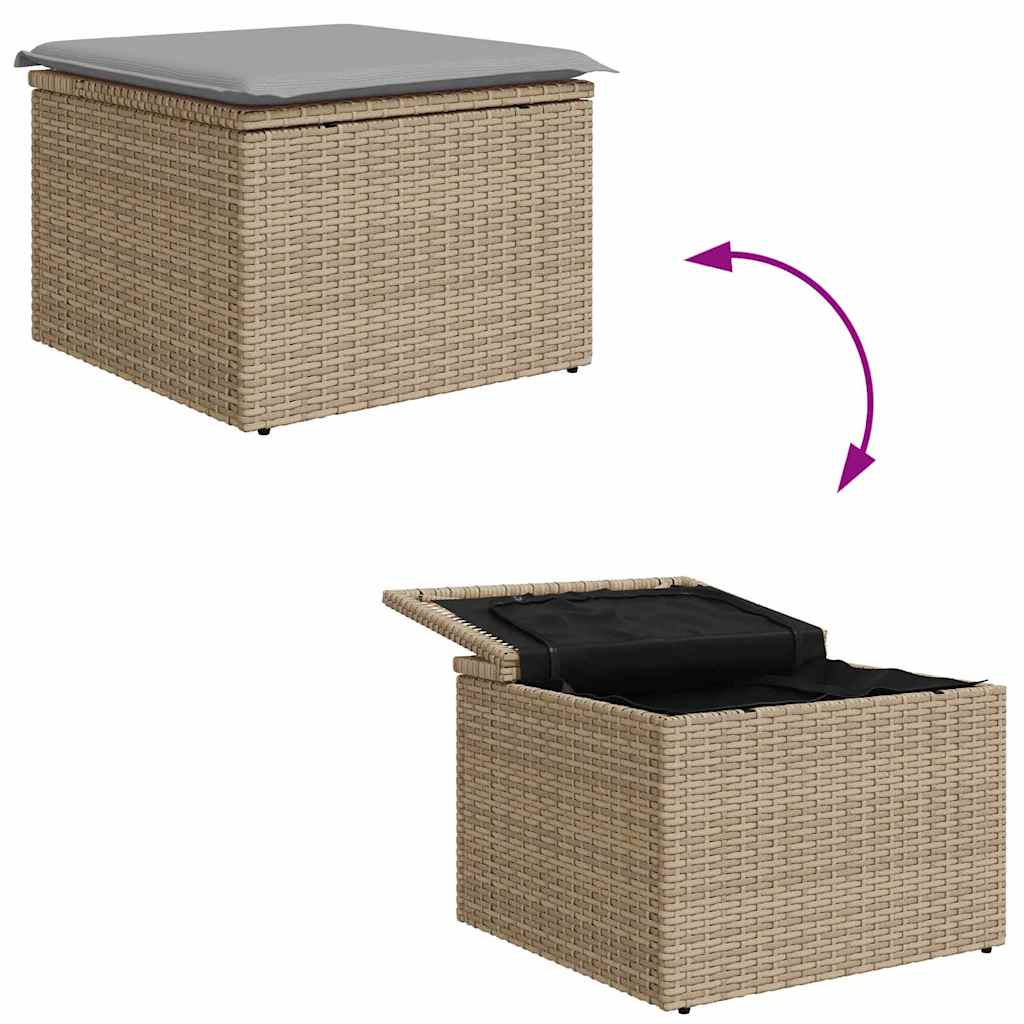 Trädgårdsoffset 9 pcs Beige Poly rattan