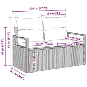 Trädgårdsoffset med kudde 7 pcs Beige Poly rattan