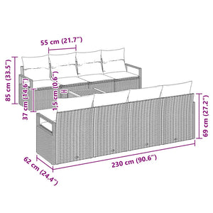Trädgårdsoffset med kudde 9 pcs Grå konstrotting