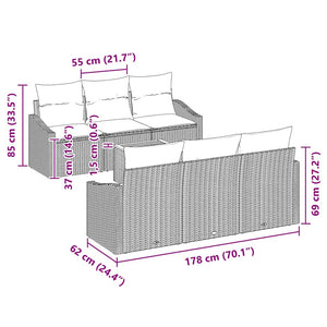 Trädgårdsoffset med kudde 7 pcs Grå konstrotting