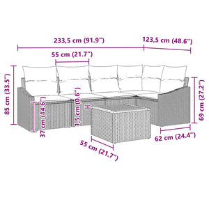 Trädgårdsoffset med kudde 6 pcs Grå konstrotting