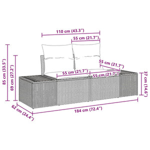 Trädgårdsoffset med kudde 7 pcs Beige Poly rattan