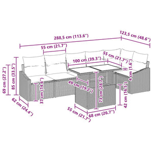 Trädgårdsoffset 7 pcs Beige och gräddfärgad konstrotting