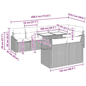Trädgårdsoffset med kudde med lagring 9 pcs Svart och gräddvit