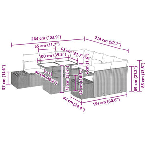 Trädgårdsoffset 9 pcs Beige och gräddfärgad konstrotting