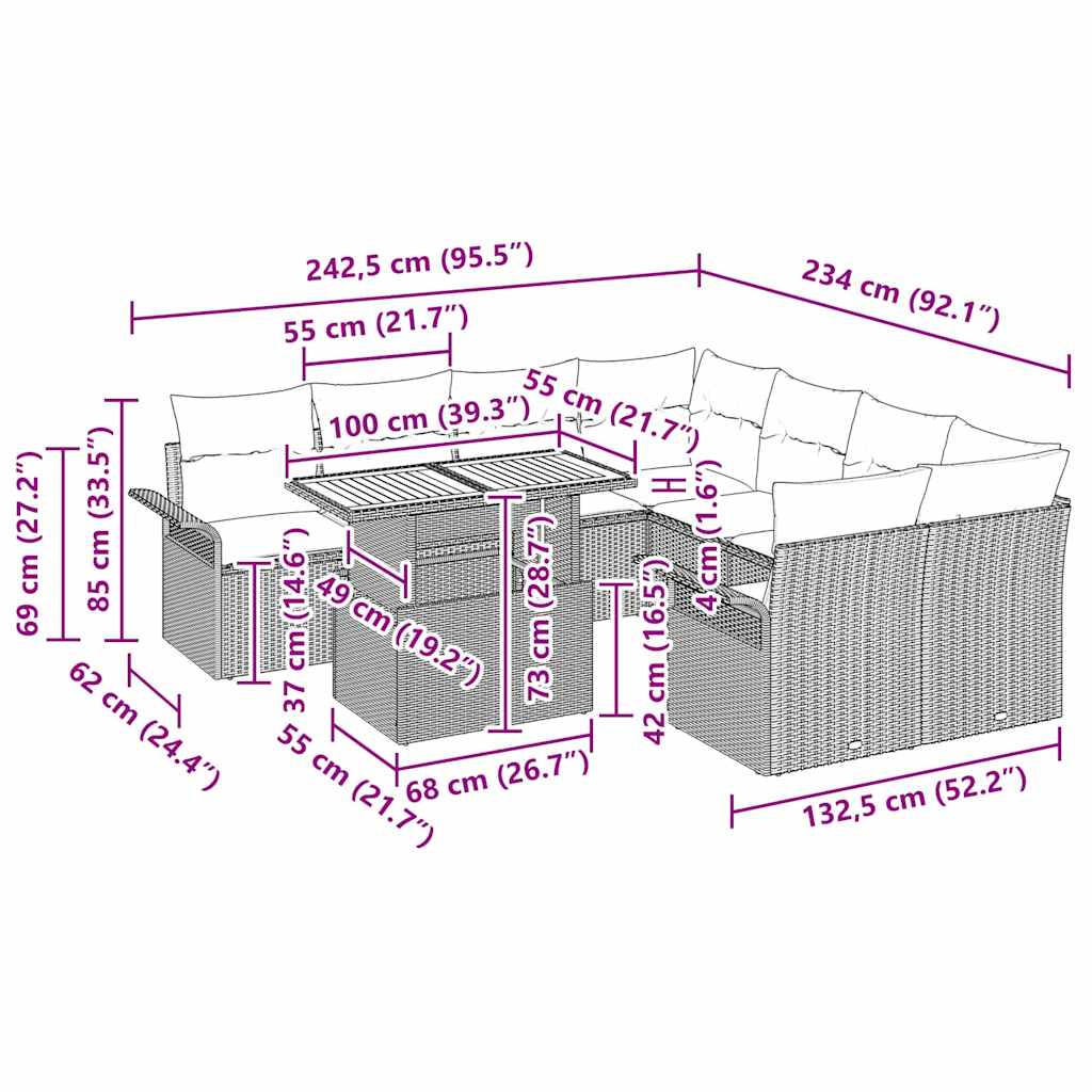 Trädgårdsoffset med kudde beige och gräddvit