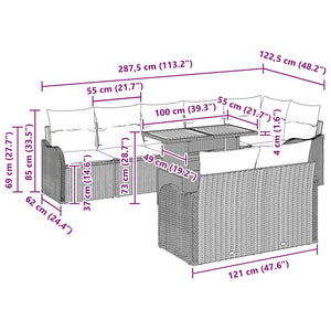 Trädgårdsoffset med kudde 9 pcs Svart och gräddvit