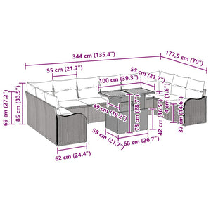 Trädgårdsoffset med kudde 11 pcs beige och gräddvit