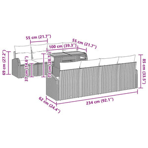 Trädgårdsoffset med kudde 7 pcs Svart och gräddvit