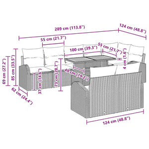 Trädgårdsoffset med kudde 9 pcs Svart