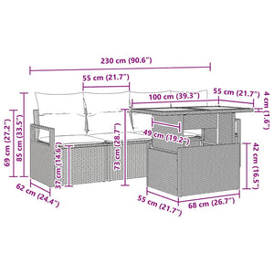 Trädgårdsoffset med kudde 5 pcs Svart